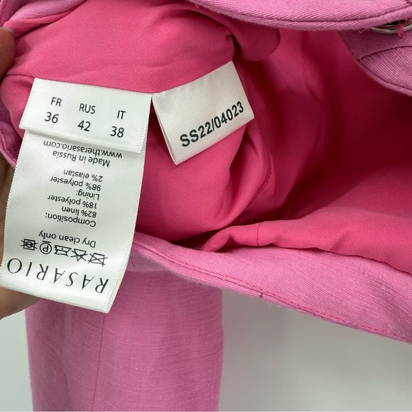 Rasario Cropped Crystal-Embellished Linen-Blend Pink Jacket EU 36 or US 4 - Picture 10 of 13